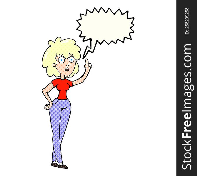 freehand drawn comic book speech bubble cartoon woman