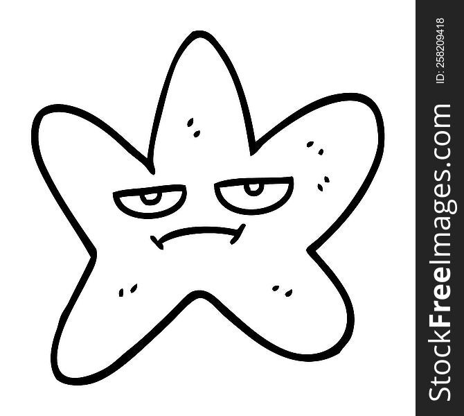 black and white cartoon star fish