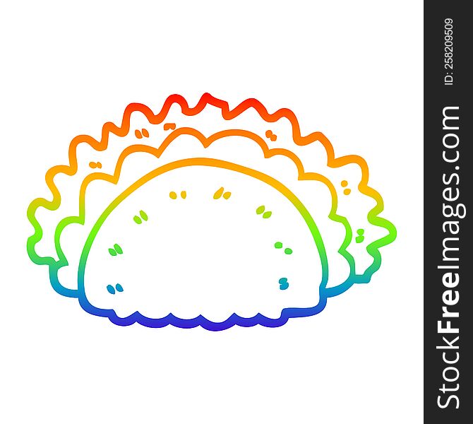 Rainbow Gradient Line Drawing Cartoon Taco