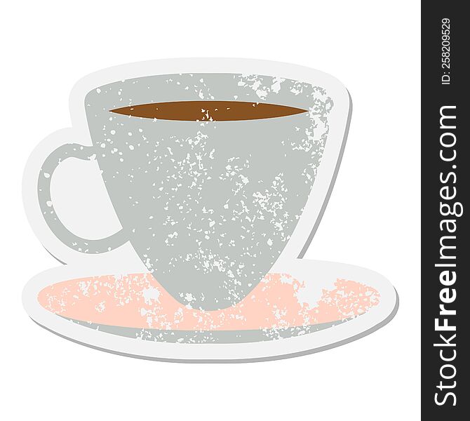 Coffee Cup And Saucer Grunge Sticker