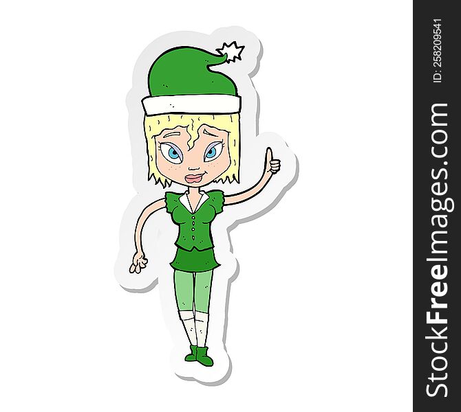 sticker of a santas helper cartoon