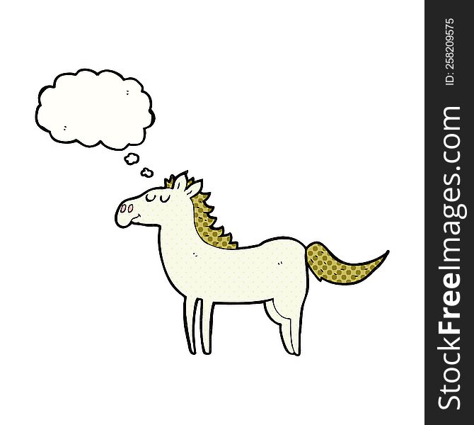 freehand drawn thought bubble cartoon horse
