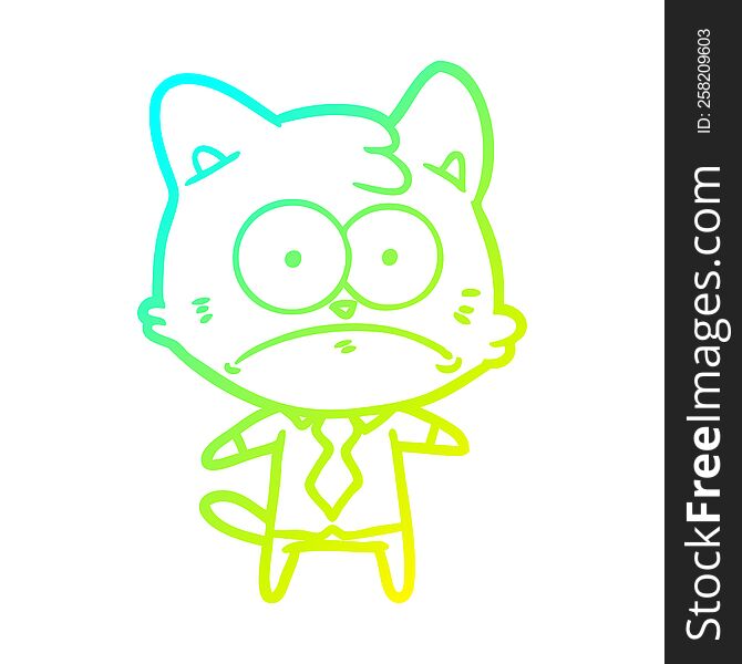 Cold Gradient Line Drawing Cartoon Nervous Business Cat