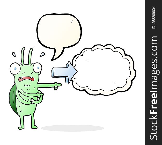 Speech Bubble Cartoon Bug Pointing