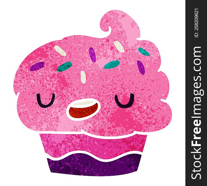 Retro Cartoon Kawaii Of A Cute Cupcake