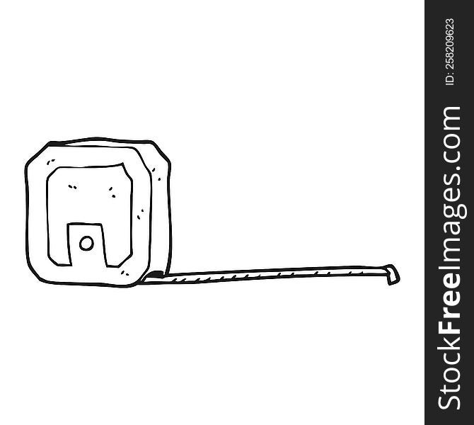freehand drawn black and white cartoon measuring tape