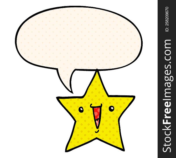 Cartoon Star And Speech Bubble In Comic Book Style