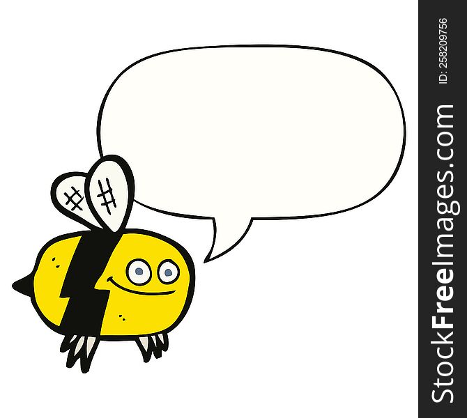 Cartoon Bee And Speech Bubble