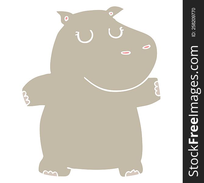 flat color style cartoon hippo