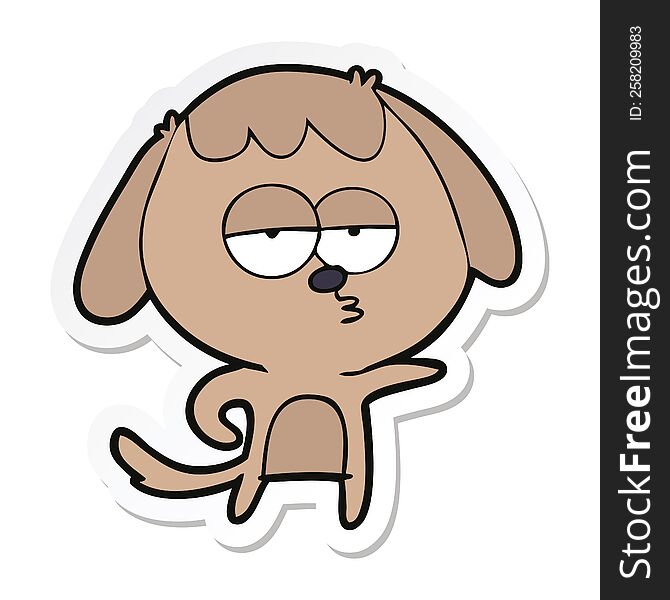 sticker of a cartoon bored dog