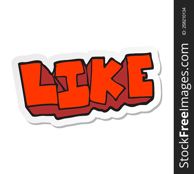 sticker of a cartoon word like