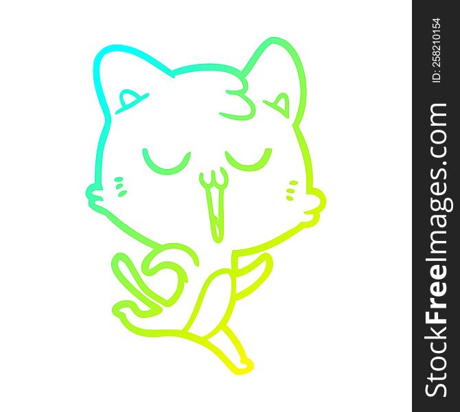 cold gradient line drawing cartoon cat singing