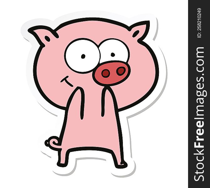 sticker of a cheerful pig cartoon