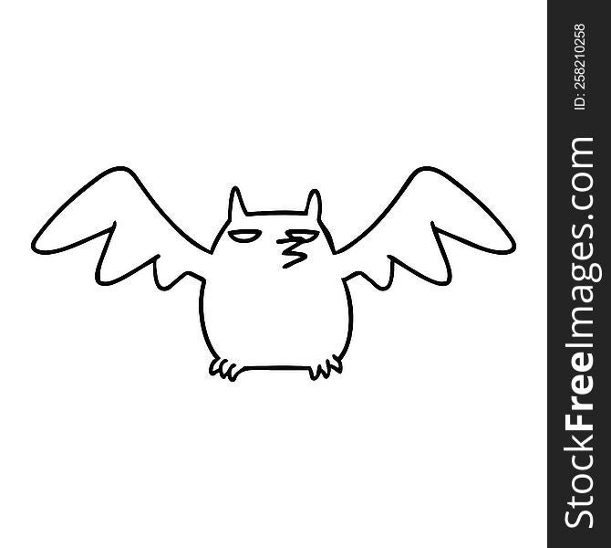 Line Drawing Doodle Of A Night Bat