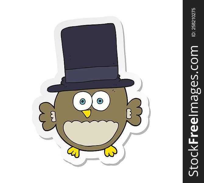 Sticker Of A Cartoon Owl In Top Hat