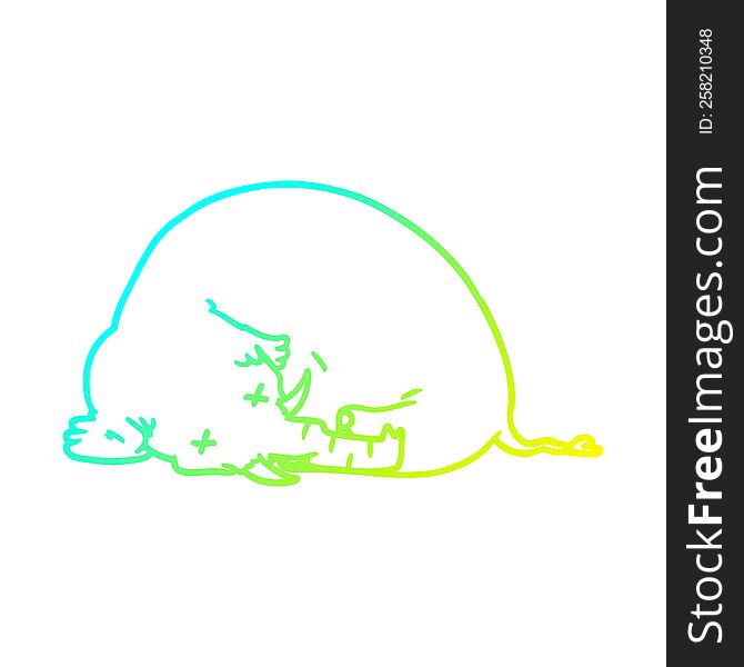 cold gradient line drawing cartoon dead mammoth