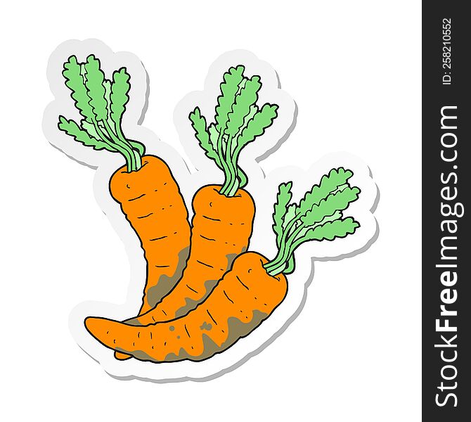 Sticker Of A Cartoon Carrots