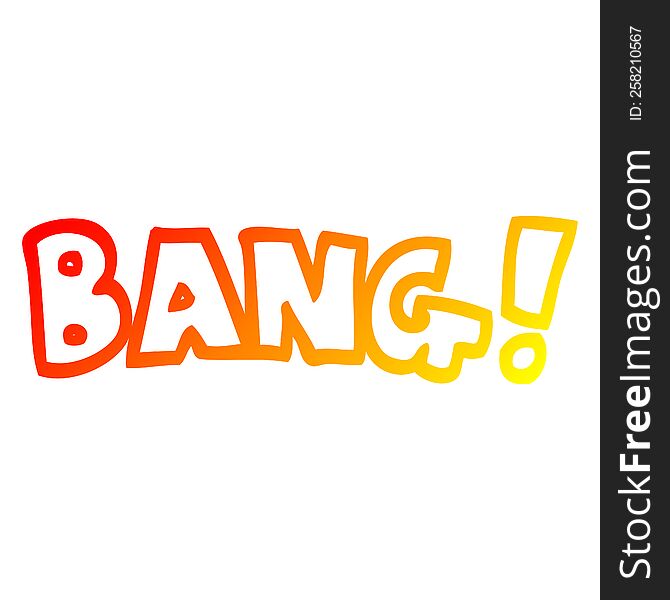 warm gradient line drawing of a cartoon word bang