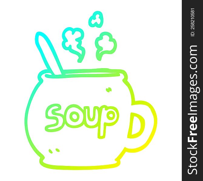 Cold Gradient Line Drawing Cartoon Cup Of Soup