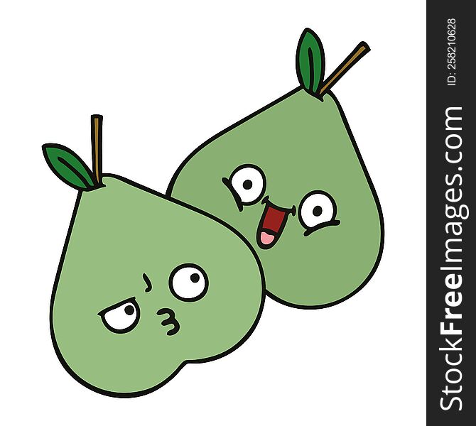 cute cartoon of a green pears. cute cartoon of a green pears