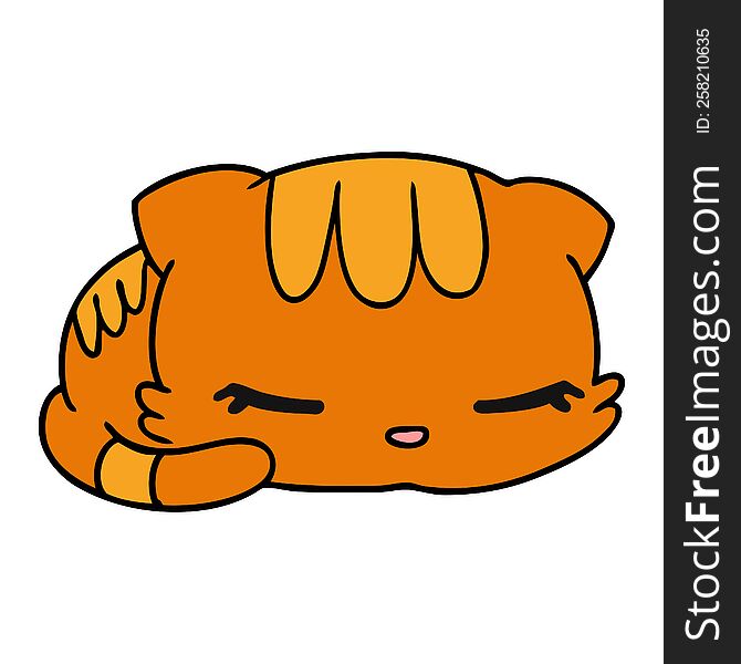 cartoon illustration kawaii cute sleeping kitten. cartoon illustration kawaii cute sleeping kitten