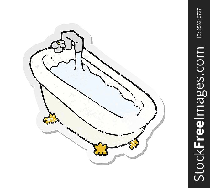 retro distressed sticker of a cartoon bath full of water