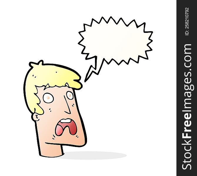 cartoon shocked man with speech bubble