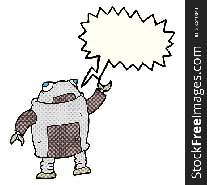 Comic Book Speech Bubble Cartoon Robot