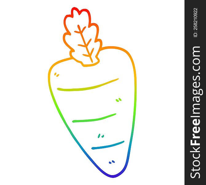 Rainbow Gradient Line Drawing Cartoon Carrot