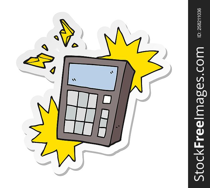 Sticker Of A Cartoon Calculator