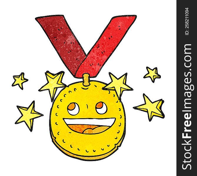 freehand textured cartoon happy sports medal