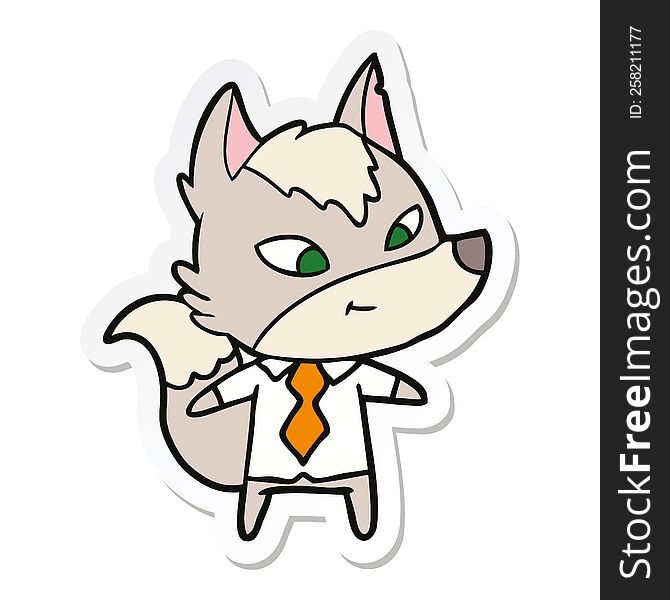 Sticker Of A Friendly Cartoon Wolf Manager