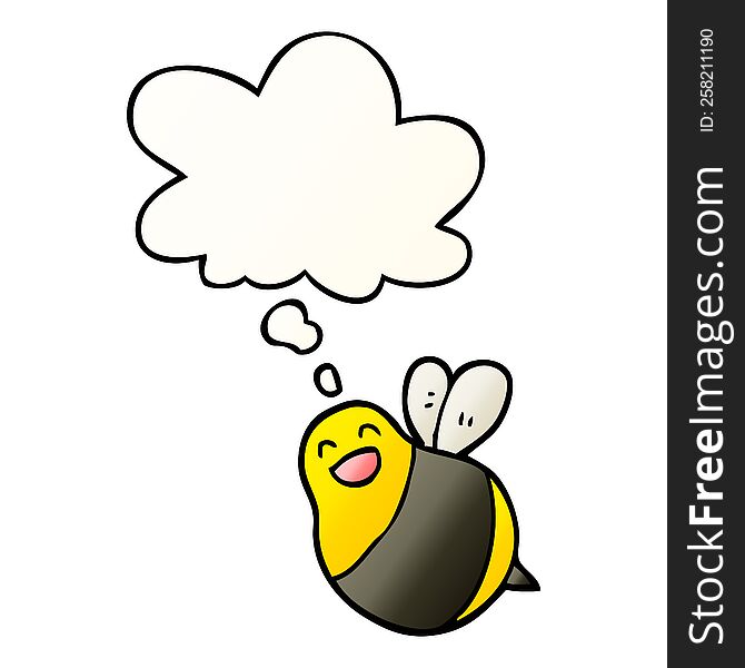 cartoon bee with thought bubble in smooth gradient style
