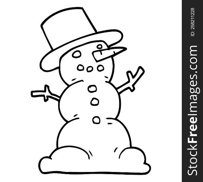line drawing cartoon traditional snowman