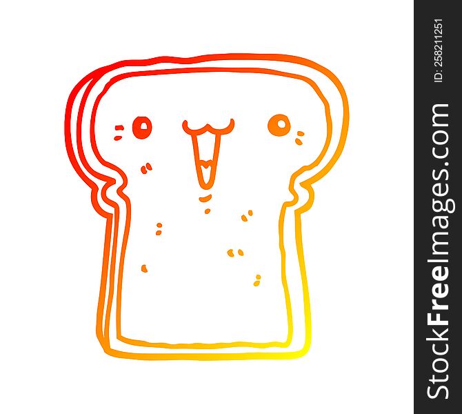 warm gradient line drawing of a cute cartoon toast