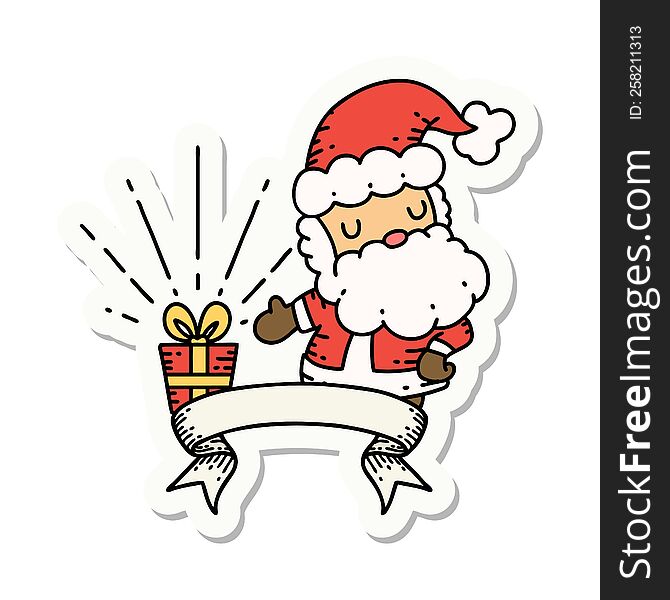 Sticker Of Tattoo Style Santa Claus Christmas Character