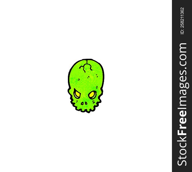 cartoon glowing green skull