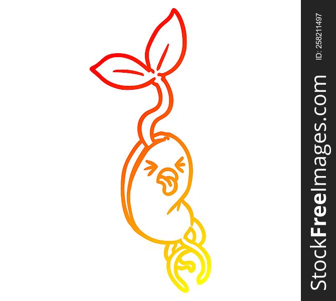 warm gradient line drawing of a cartoon sprouting seedling