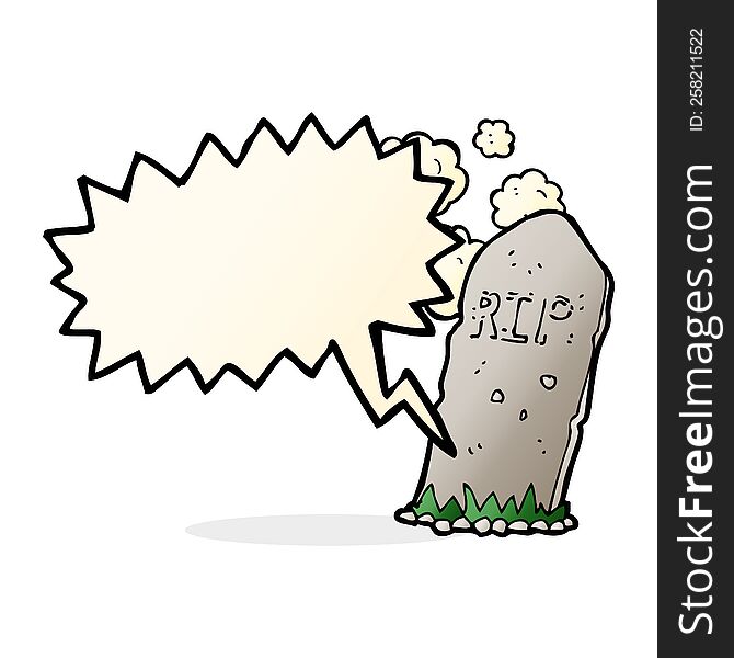 Cartoon Spooky Grave With Speech Bubble