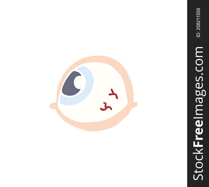 Spooky Staring Eyeball Flat Color Style Cartoon