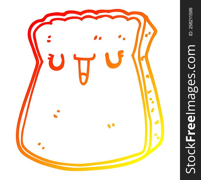 warm gradient line drawing of a cartoon slice of bread