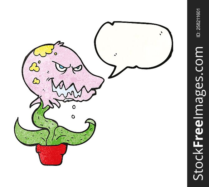 Speech Bubble Textured Cartoon Monster Plant