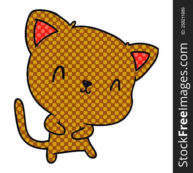 cartoon illustration of cute kawaii cat. cartoon illustration of cute kawaii cat