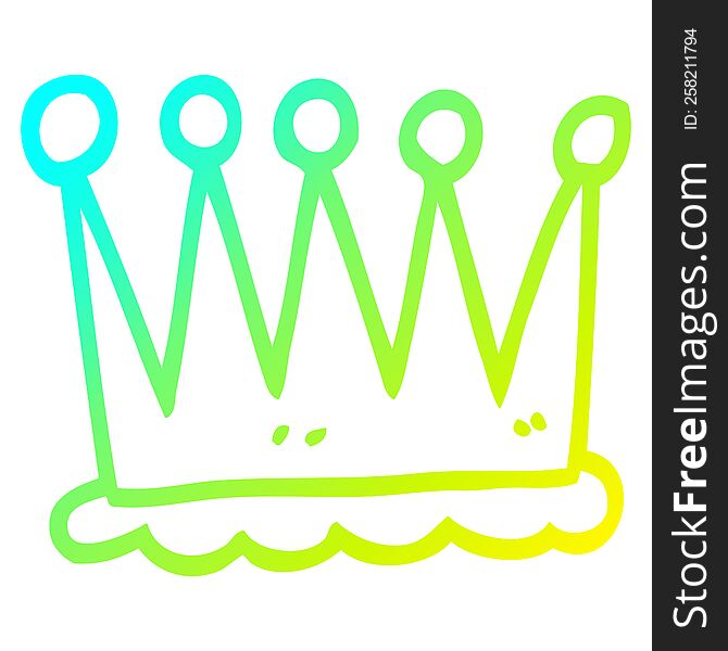 cold gradient line drawing of a simple cartoon crown