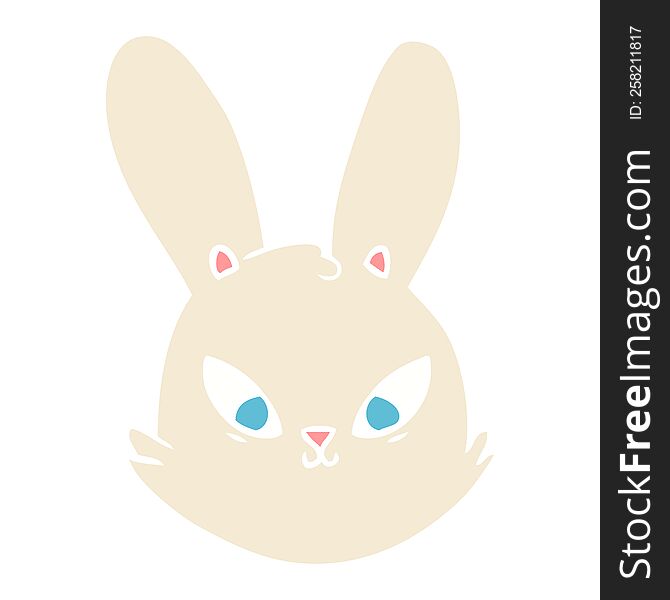 Flat Color Style Cartoon Bunny Face