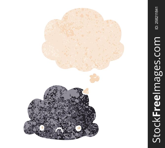 Cartoon Cloud And Thought Bubble In Retro Textured Style