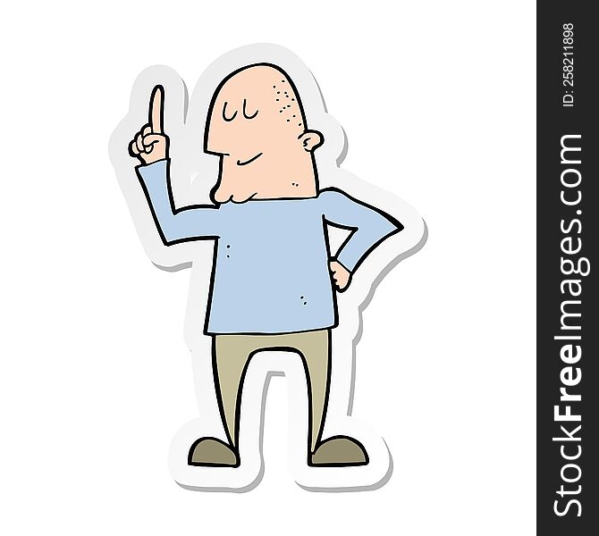 sticker of a cartoon man pointing finger