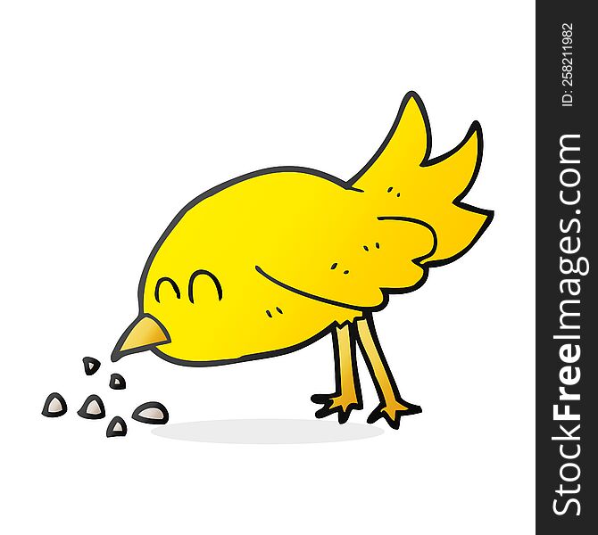 Cartoon Bird Pecking Seeds