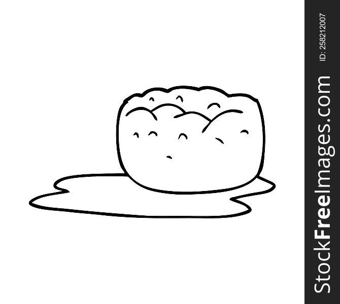 line drawing cartoon yorkshire pudding and gravy