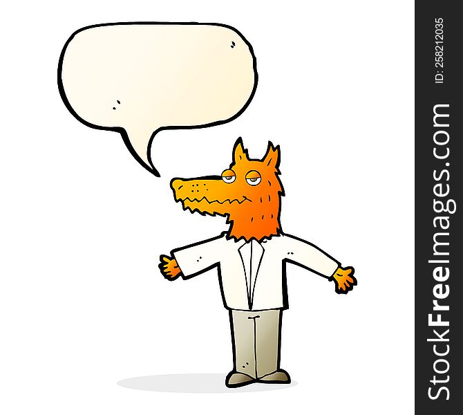 Cartoon Wolf With Speech Bubble